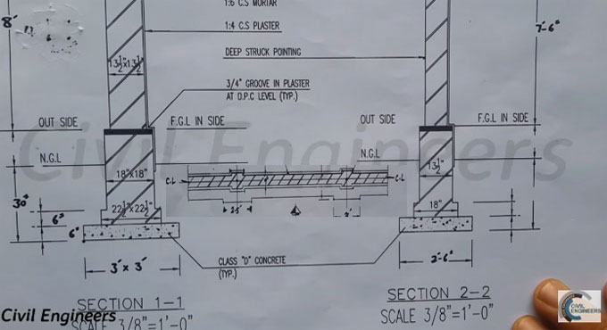 How to Study Engineering Drawing for Column footing and building Layout