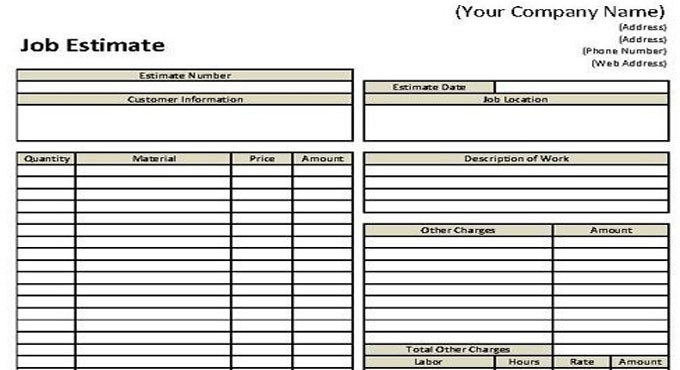 Download Classic Job Estimate Sheet For Contractors