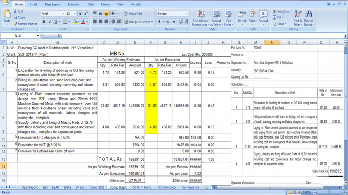 Download Road construction estimation sheet