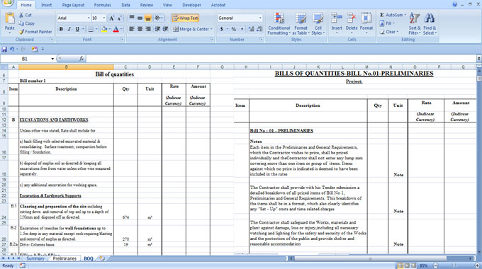 Bill Of Quantities In Civil Engineering | Bill of Quantities Spreadsheet